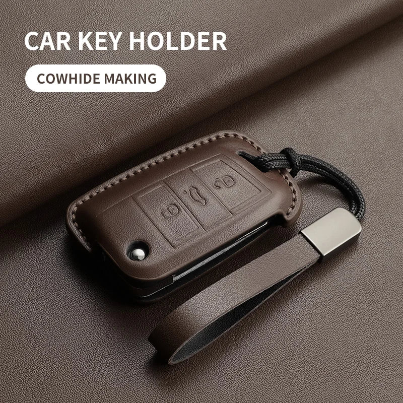 Leather Cars Key Case Cover Shell For Polo Golf7 MK7 Tiguan Passat Golf Jetta Lavida Car Remote Key Case Shell Garnish Accessory