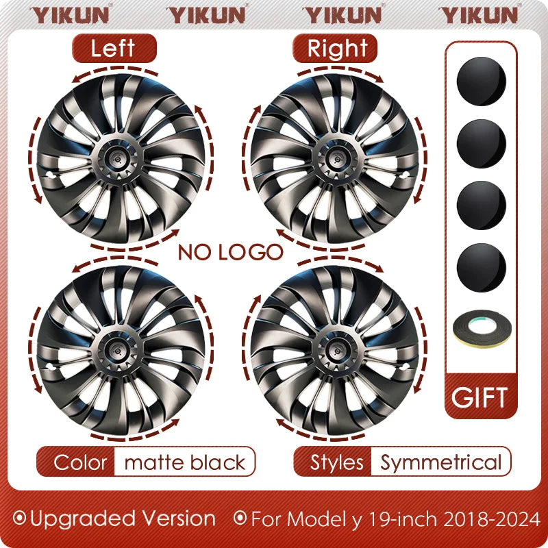 4PCS HubCap Performance  Automobile Replacemen Hub cap Full Rim Cover Accessories for Tesla Model Y 19 Inch Wheel Caps 2018-2024