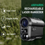 REVASRI Golf Rangefinder Rechargeable Distance Meter with Slope Switch and Flag Lock Vibration for Golfing Promotion and Hunting CM World