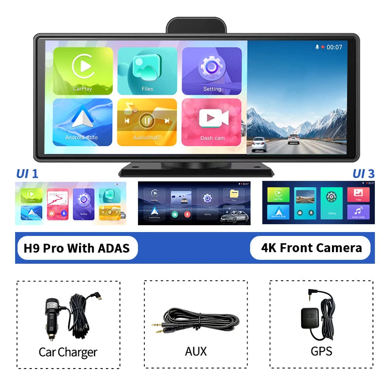 Imagebon 10.26"/11.4" 4K Dash Cam ADAS Wireless CarPlay Android Auto Car DVR Camera AUX 5G WiFi GPS Navigation Video Recorder