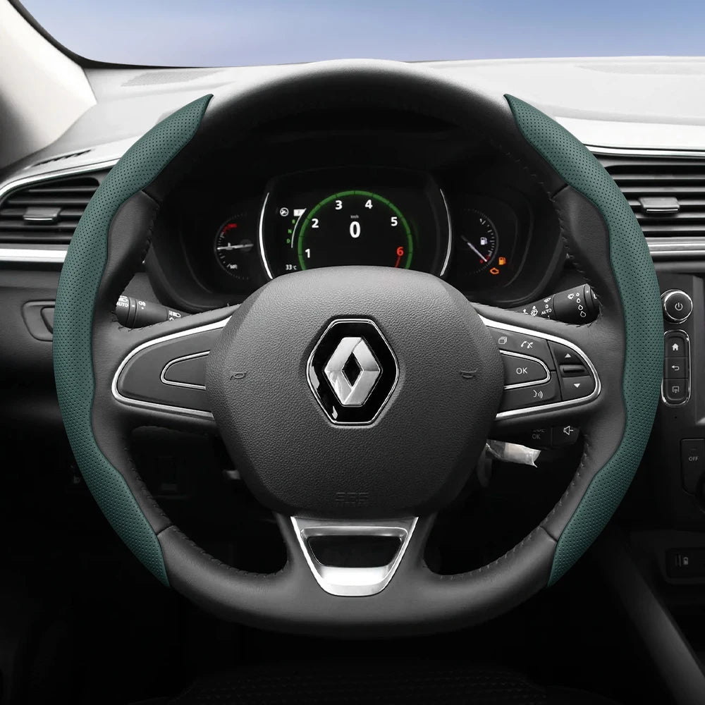 Suitable for Renault Breathable Hole Leather Steering Wheel Cover Segmented Quick Release Design Non-Slip and Durable Megane 3 2 4 Clio4 5 Captur Trafic Scenic Austral Kangoo Arkana Kadjar Master Fluence Zoe Twingo Qm6 CM World