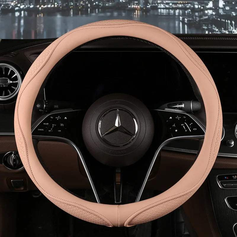 Car Anti-Slip Leather Steering Wheel Cover Universal Car Steering Wheel Protective Cover Fashion Style 38cm Sport Style Cool CM World