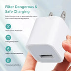 5-1Pcs 5V1A USB Wall Charger Adapter Fast Charging for IPhone 14 13 12 11 Pro Max XR XS X 8 7 6 Plus IPad Travel Adapter US Plug