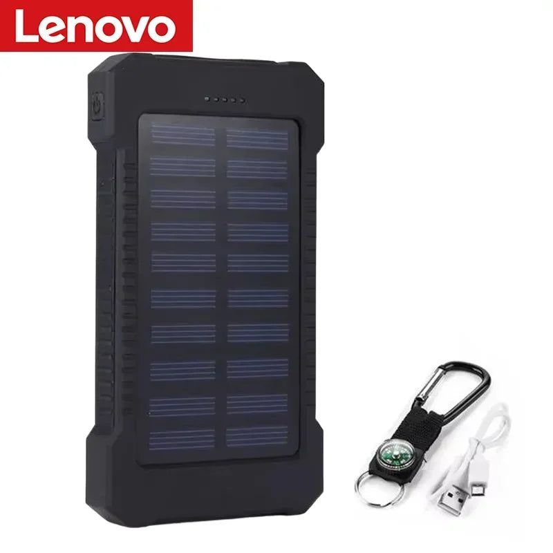 Lenovo 500000mAh Solar Power Bank Super Fast Charging Large Capacity Outdoor Portable External Battery for iPhone Samsung Huawei Car Mobile World
