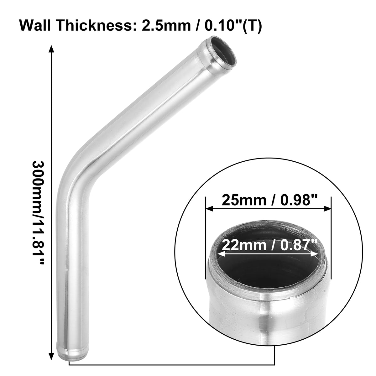 UXCELL 45 Degree Intercooler Pipe 63mm 70mm 76mm OD 300mm 500mm Long Aluminum Alloy Tube Intercooler Pipe Air Intake Tube