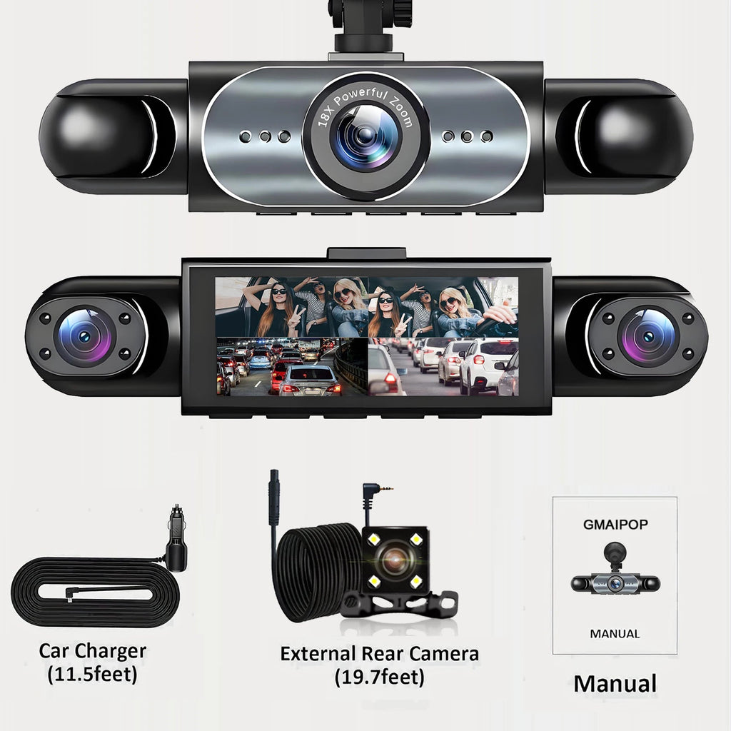 4 Channel Dash Cam 360° Car Video Recorder Black Box with Night Vision 24/7 Parking Monitor G-Sensor Loop Recording Auto Parts Car Mobile World