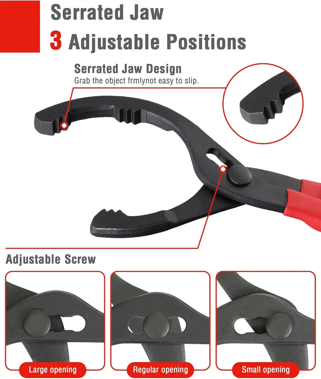 Adjustable Oil Filter Wrench Set, 12" Plier & 3-Jaw Tool for Easy Car, Motorcycle, Truck Maintenance Car Mobile World