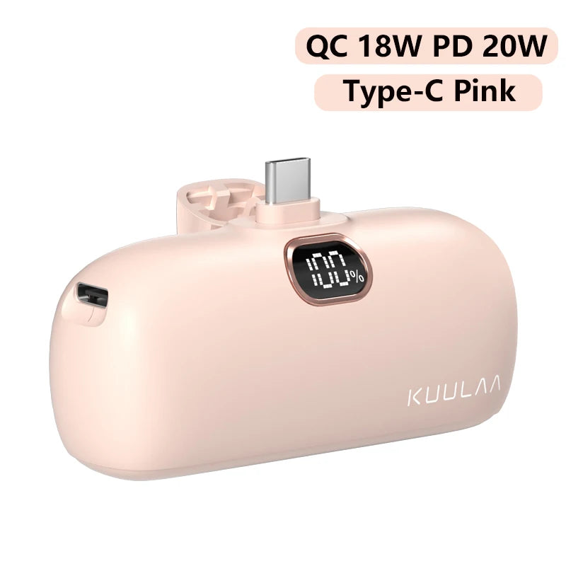 KUULAA Mini Power Bank 5000mAh PowerBank QC PD Fast Charging For iPhone 15 14 13 Batterie Externe Portable Charger For Xiaomi Mi Car Mobile World
