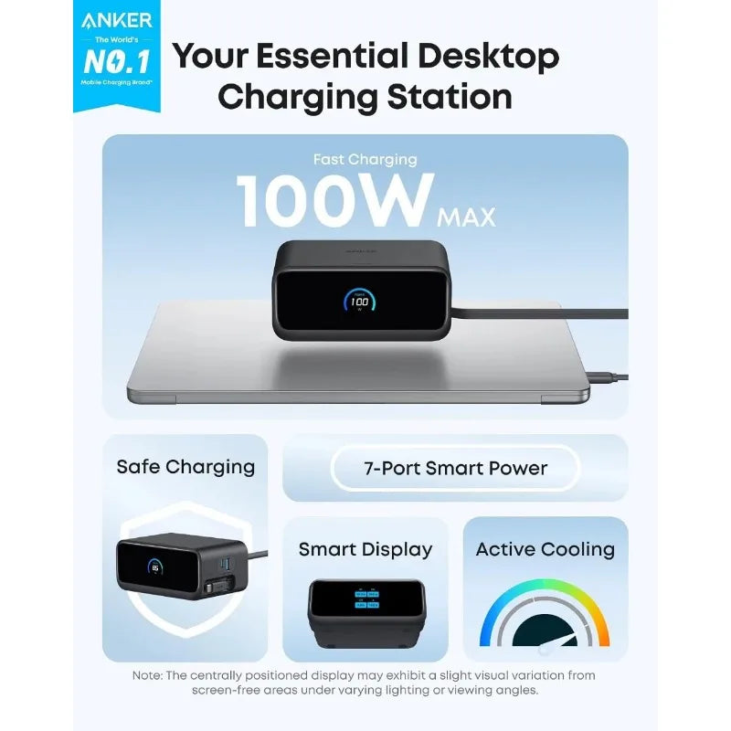 Original Anker Nano Desktop 100W Multi Port Charging Dock PD Fast Charging Station 66W Expansion Cable for Laptop IPhone Huawei