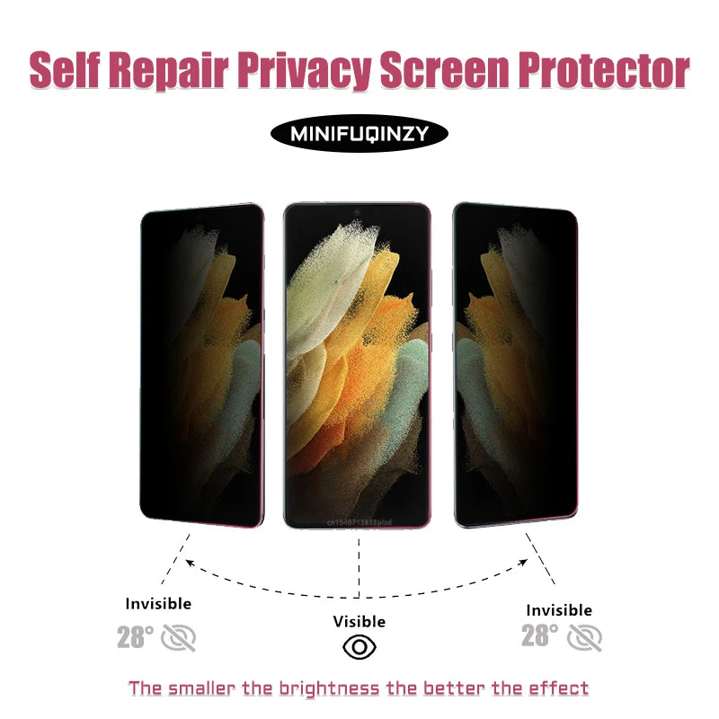 Self Repair Privacy Film For Samsung Galaxy S26 S25 S24 S23 Ultra S22 S21 S20 Plus  Anti-Spy Screen Protector Note 20 10 S10 5G Car Mobile World