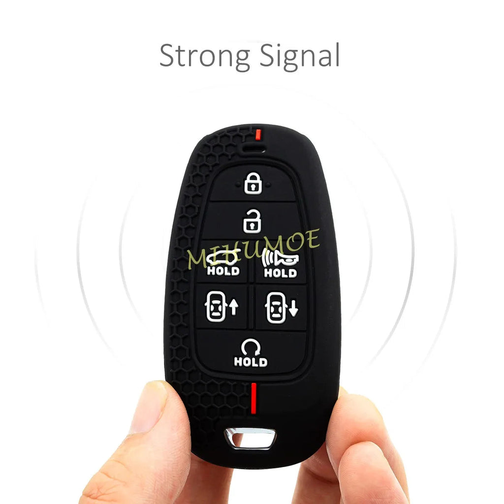 For Hyundai Silicone Car Remote Key Fob Case Cover Shell Santa Fe Palisade Tucson Nexo Sonata 2023 7 Buttons CM World