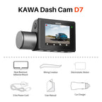4K Front and Rear Dash cam KAWA D7,Video Recorder 4K WiFi6 Car Camera,DVR Tiny Rear Camera for AUTO,APP/Voice Control Dashcam Car Mobile World