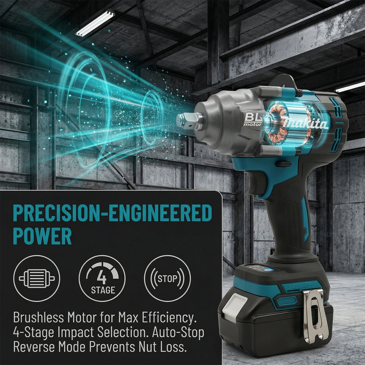 Makita 1000Nm 1/2" Brushless Impact Wrench For Makita 18V Battery High Torque Auto Repair SUV Truck Tractor Maintenance Tool