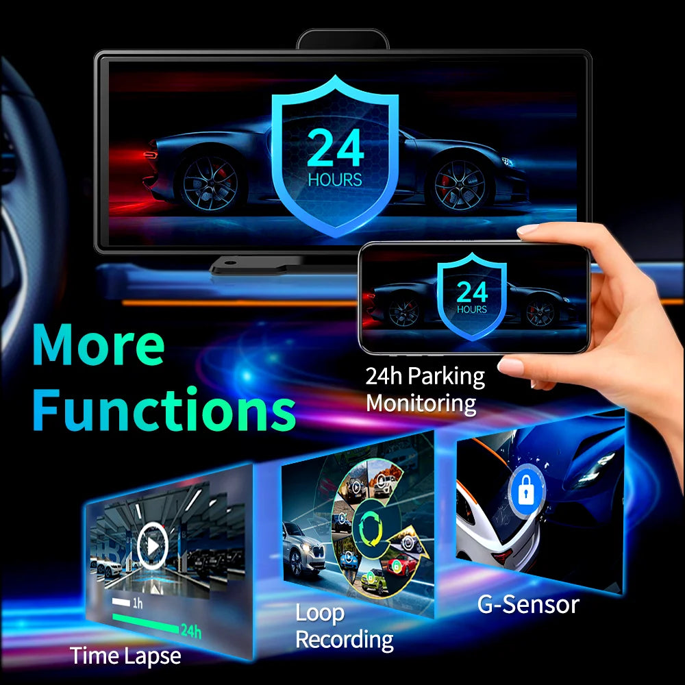 Imagebon 10.26"/11.4" 4K Dash Cam ADAS Wireless CarPlay Android Auto Car DVR Camera AUX 5G WiFi GPS Navigation Video Recorder