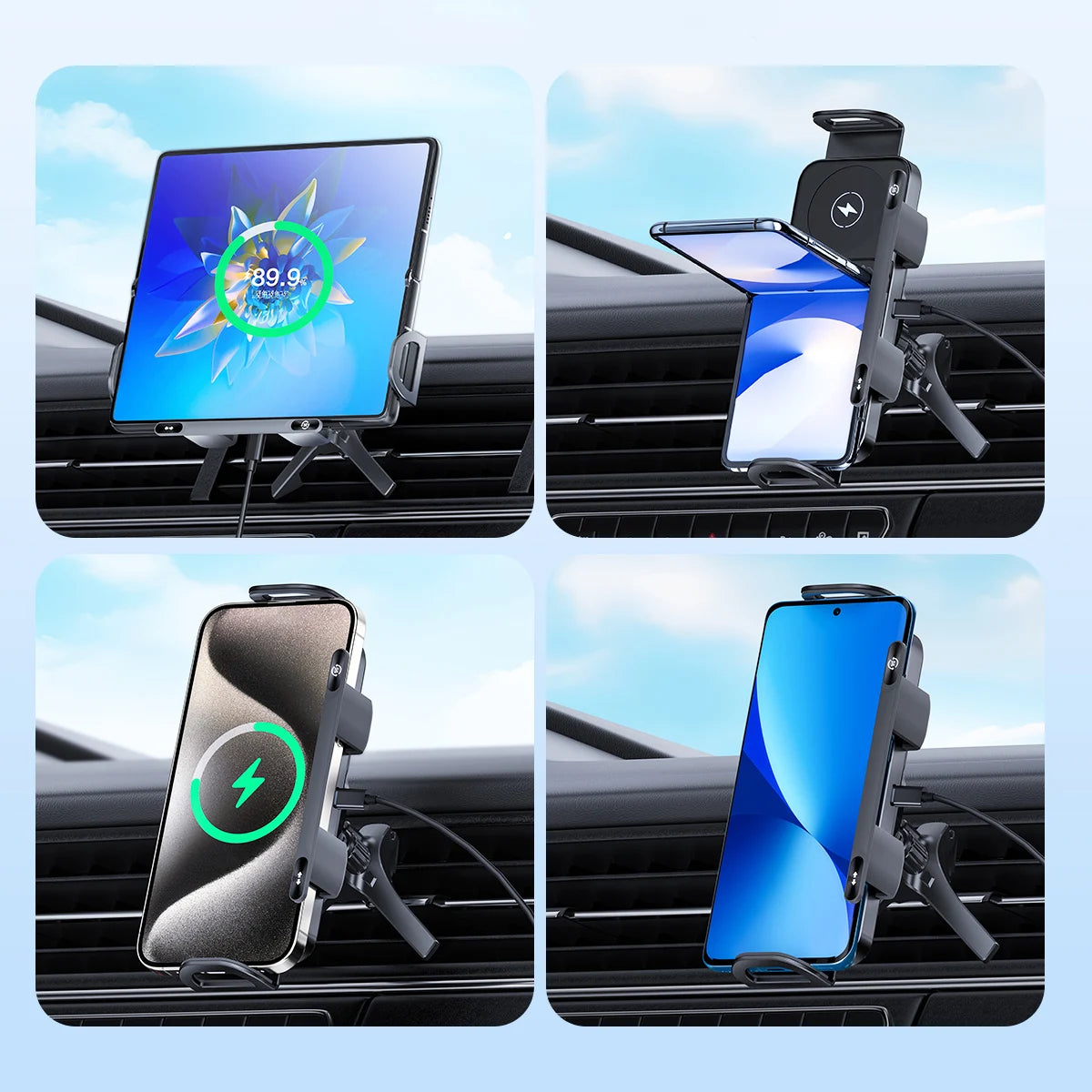 Universal Car Phone Holder Wireless Charger Phone Mount Intelligent Induction Electric Rotation Phone Holder Charger Magsafe CM World