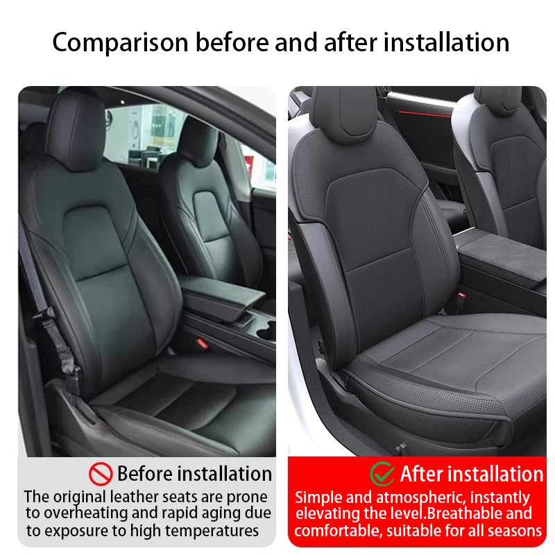 Car Seat Mats For Tesla Model Y Juniper 2025 Breathable All Season Back Seat Pad Protector Covers Nappaleather Cushion Accessori CM World