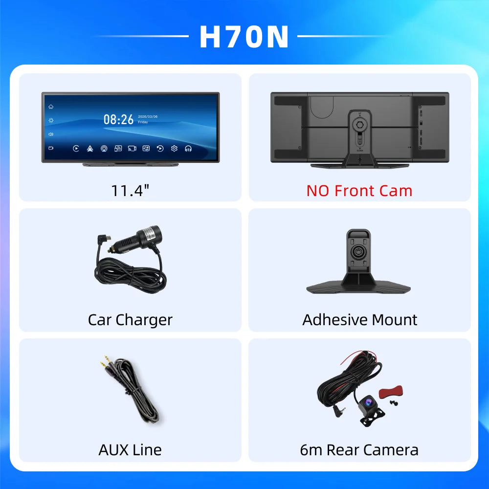 Imagebon 10.26"/11.4" 4K Dash Cam ADAS Wireless CarPlay Android Auto Car DVR Camera AUX 5G WiFi GPS Navigation Video Recorder