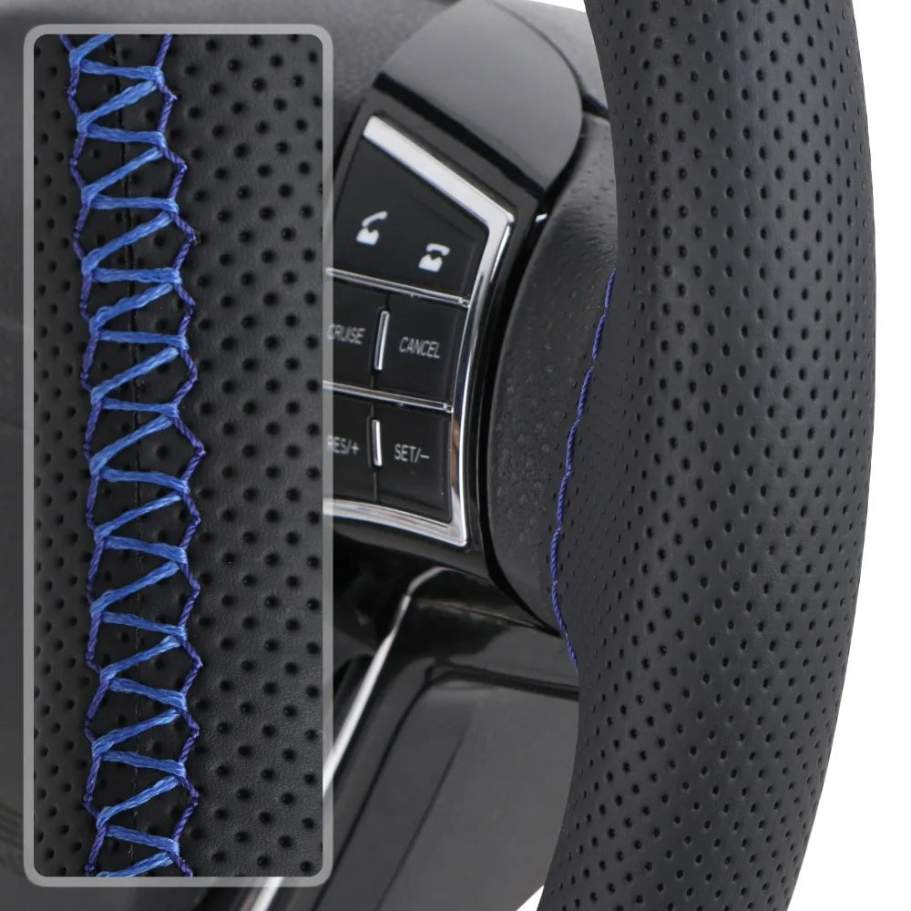 Hand Stitched 37-39cm Car Steering Wheel Cover,Perforated Microfiber Leather, Wear Resistant Non-Slip Steering Wheel Protector