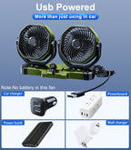 Hipacool 5V/12V/24V Car Dual-Head Fan 2 Speeds Wind 360° Rotatable Vehicle Cooling Fan USB Cigarette Lighter Fan Summer Cooler CM World