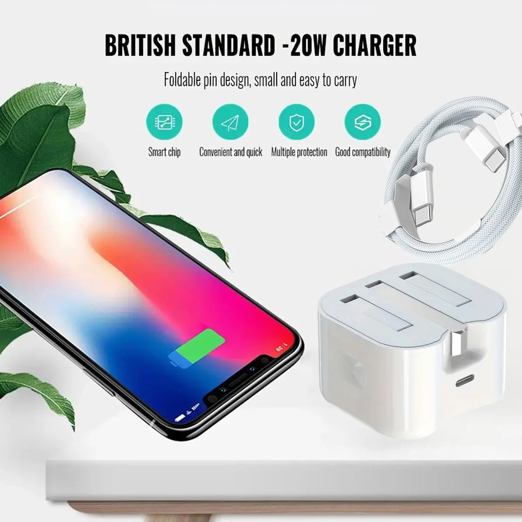 British Standard Charger USB C For iPhone 15 14 13 Pro Quick Charge PD 25W Fast Charging Travel Wall Charger Power Adapter