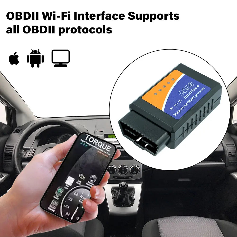 OBD2 Scanner ELM327 Car Diagnostic Detector Code Reader Tool V1.5 WIFI Bluetooth OBD 2 for Android IOS Auto Scan Repair Tools Car Mobile World