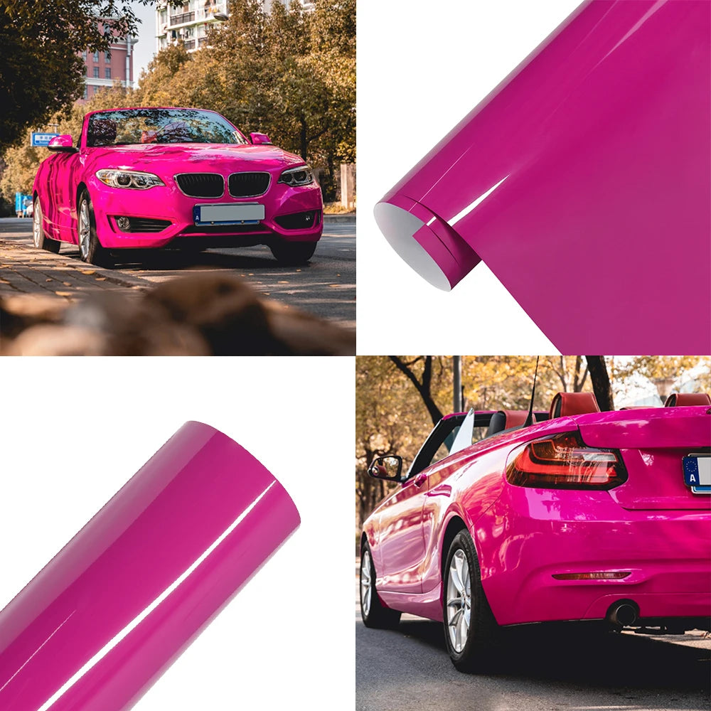 Car Sticker Ultra Gloss Magenta Bubble Free Vinyl Film PET Auto DIY Decal Vehicle Body Self Adhesive Sticker Car Accessories Car Mobile World