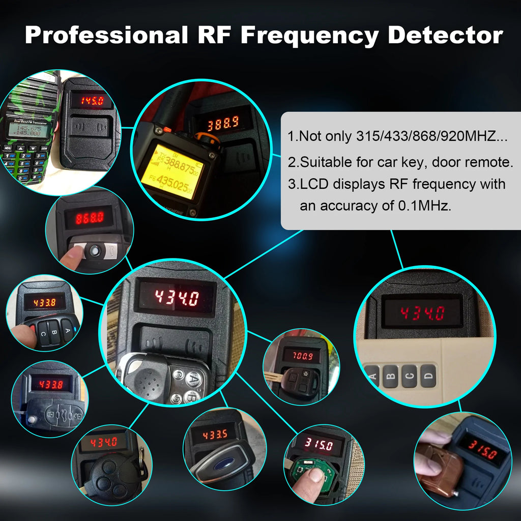WOYO Frequency Tester Car Key 10-1000MHZ, PL001 Door TV RF IR Remote Control Tester Detector Inspection Tool, 315,433,868,902MHZ CM World