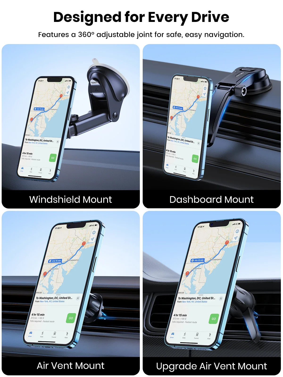 TOPK Super Stable Car Phone Holder, Magnetic Phone Holder Car Dashboard and Air Vent Mount, Compatible with All Smartphones