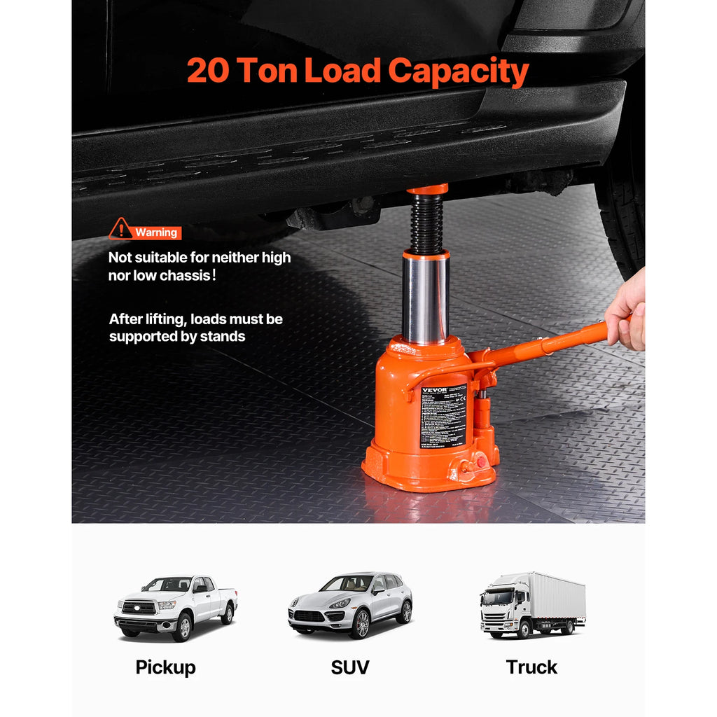 SucceBuy Hydraulic Bottle Jack 20/30/50 Ton Welded Bottle Jack with 3-Section Long Handle for Car Pickup Truck RV Auto Repair CM World