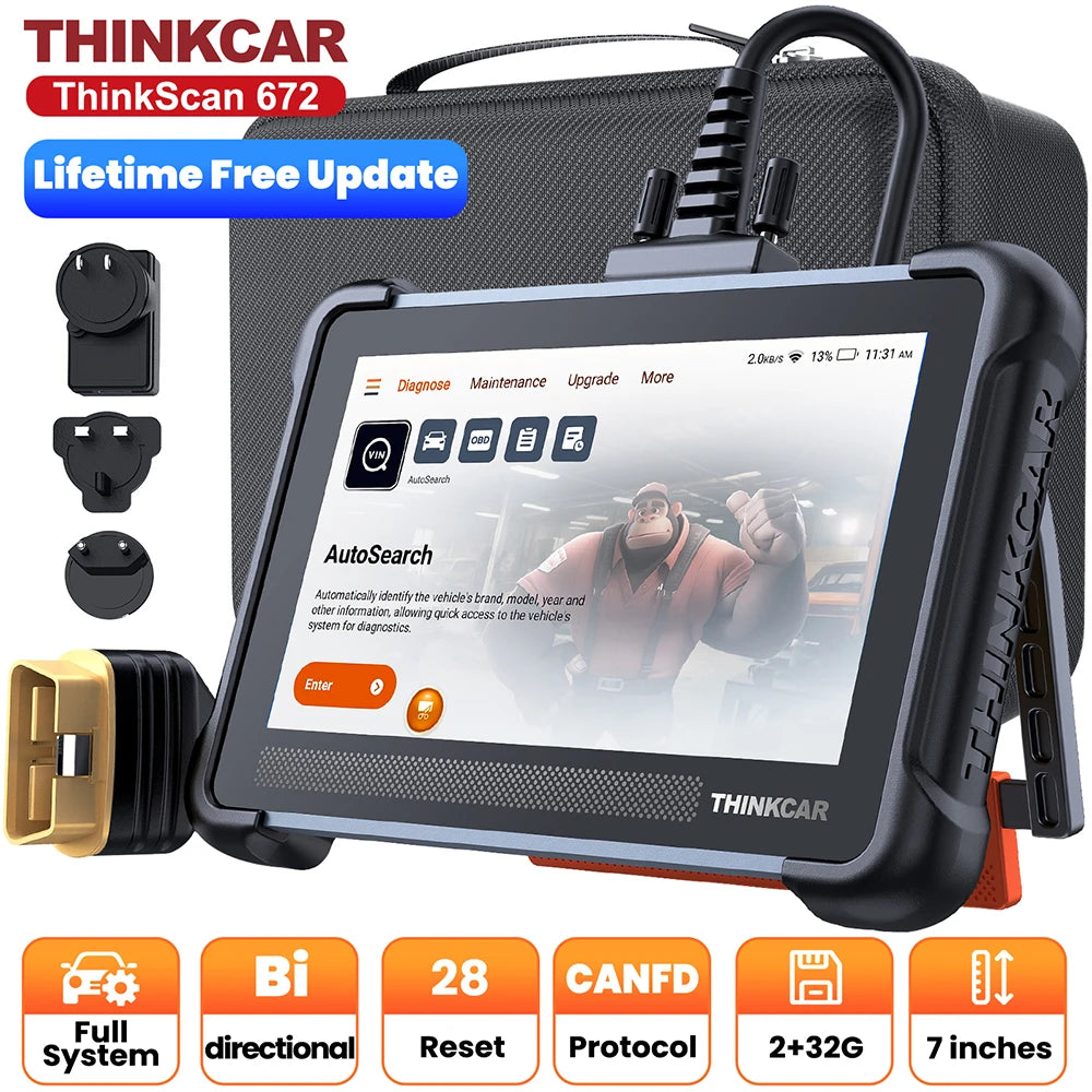 Thinkcar Thinkscan 672 Diagnostic Tools Full System Car OBD2 Scanner 28 Reset Lifetime Free Update Active Test Thinkcar Tools