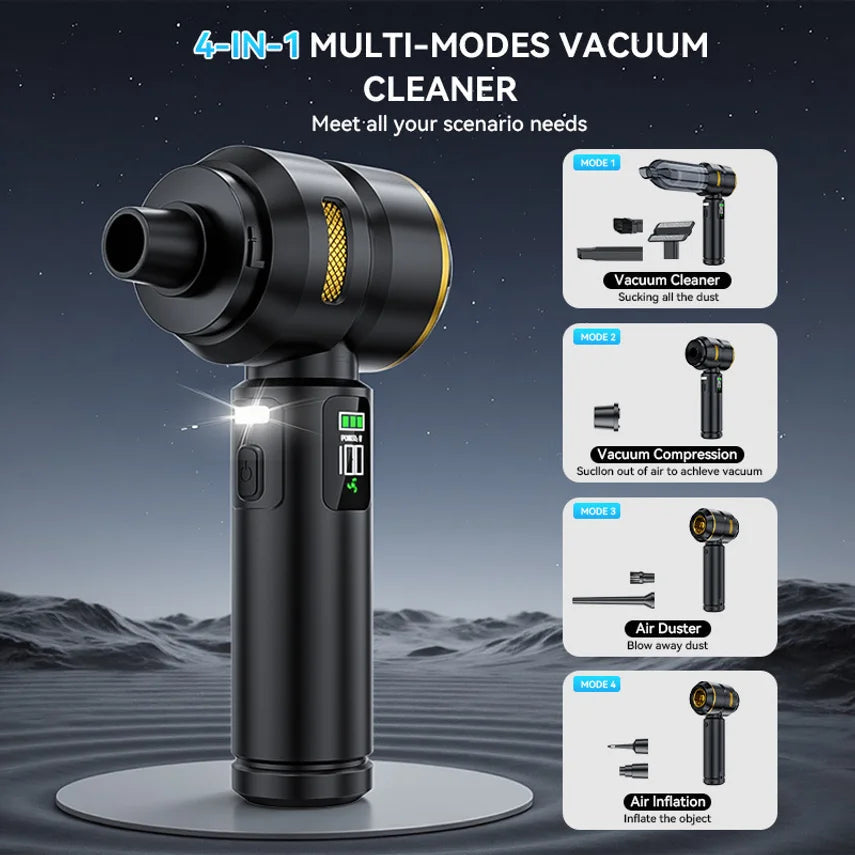 Car-mounted Dual-use Vacuum Cleaner, Brushless High-power Dust Remover And Inflator With Digital Display Car Mobile World