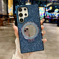 Glitter Stand Mirror Magnetic Cover For Samsung Galaxy S26 S25 Plus S22 S23 S24 Ultra Plating Folding Bracket Diamond Phone Case