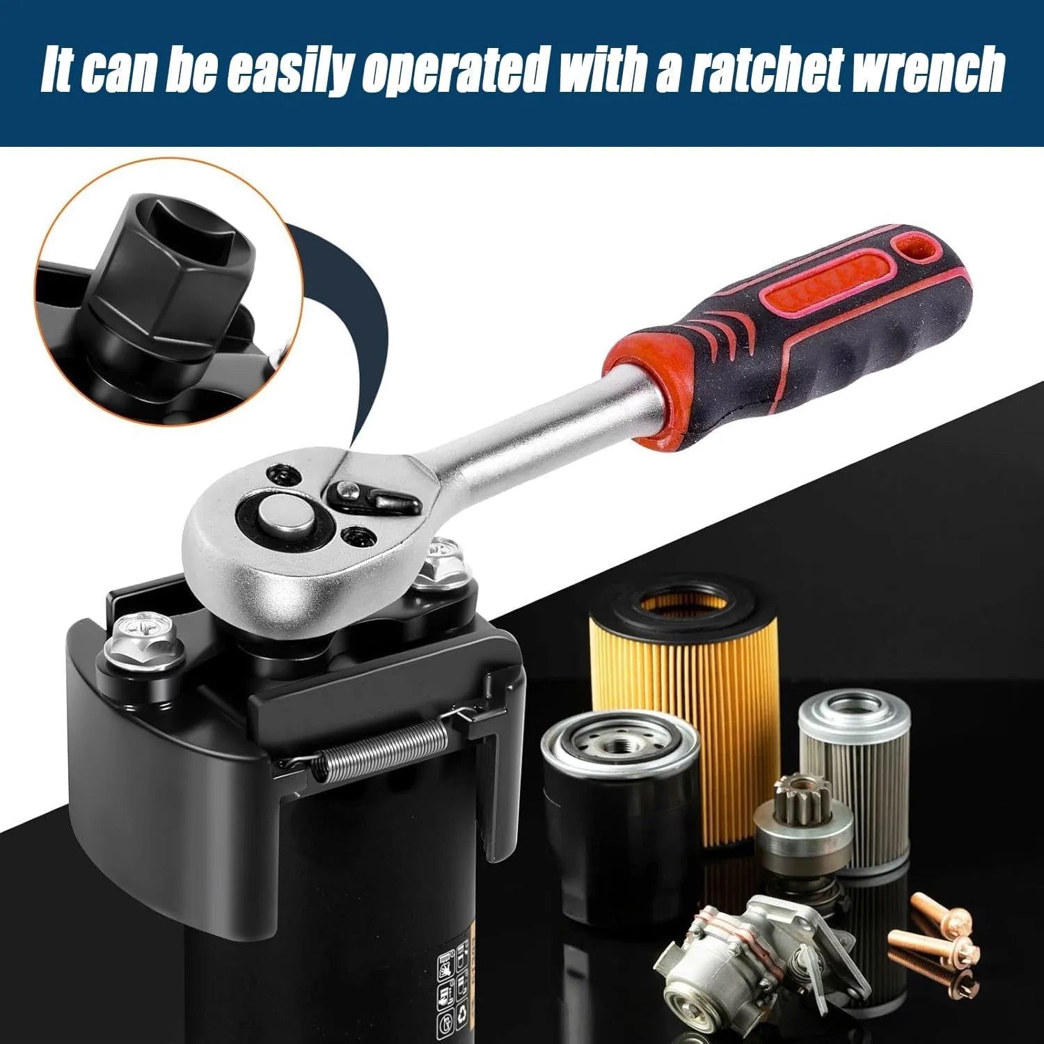 Universal Adjustable Two-Jaws Oil Filter Wrench 60-80mm Steel Remover Fuel Cast Black for Auto Car Motorcycle Maintenance Car Mobile World