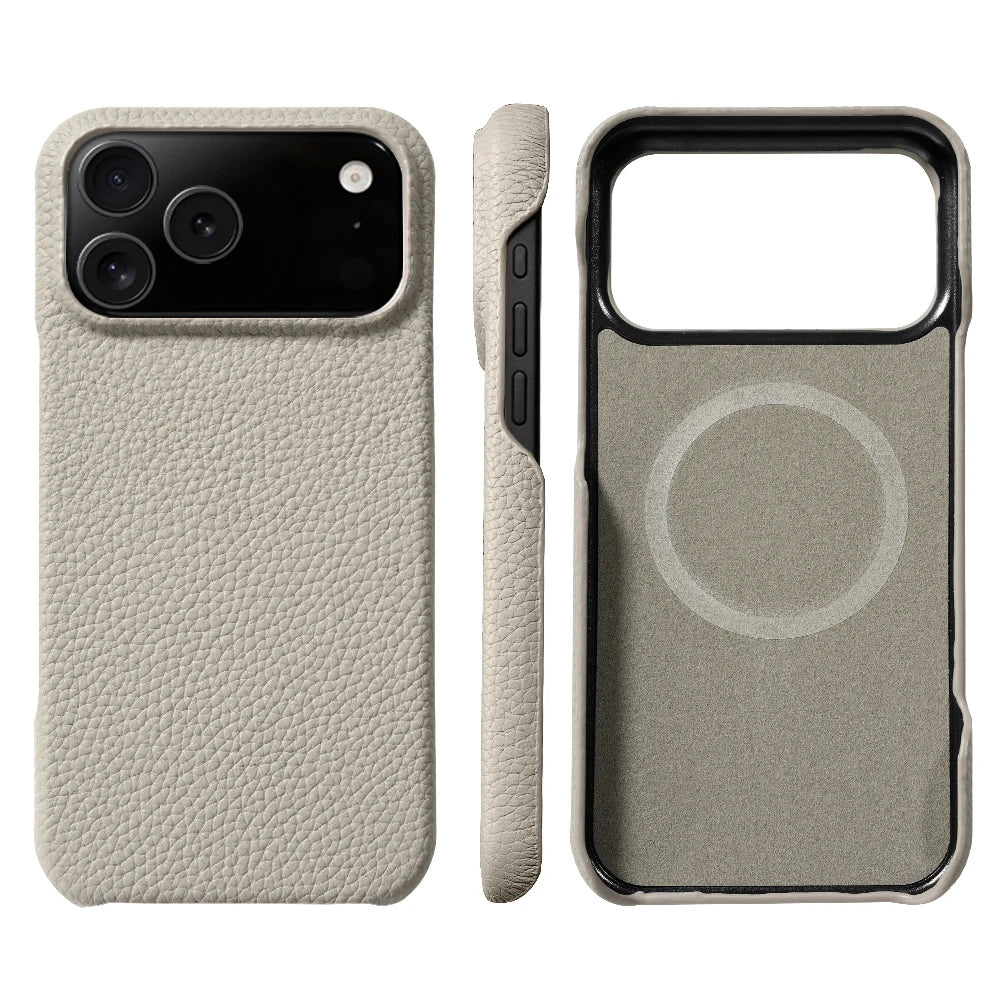 for Magsafe Case for iPhone 17 Air 15 16 Pro Max 17Pro Lychee Natural Cowhide Leather Magnetic Protector Luxury Phone Back Cover Car Mobile World