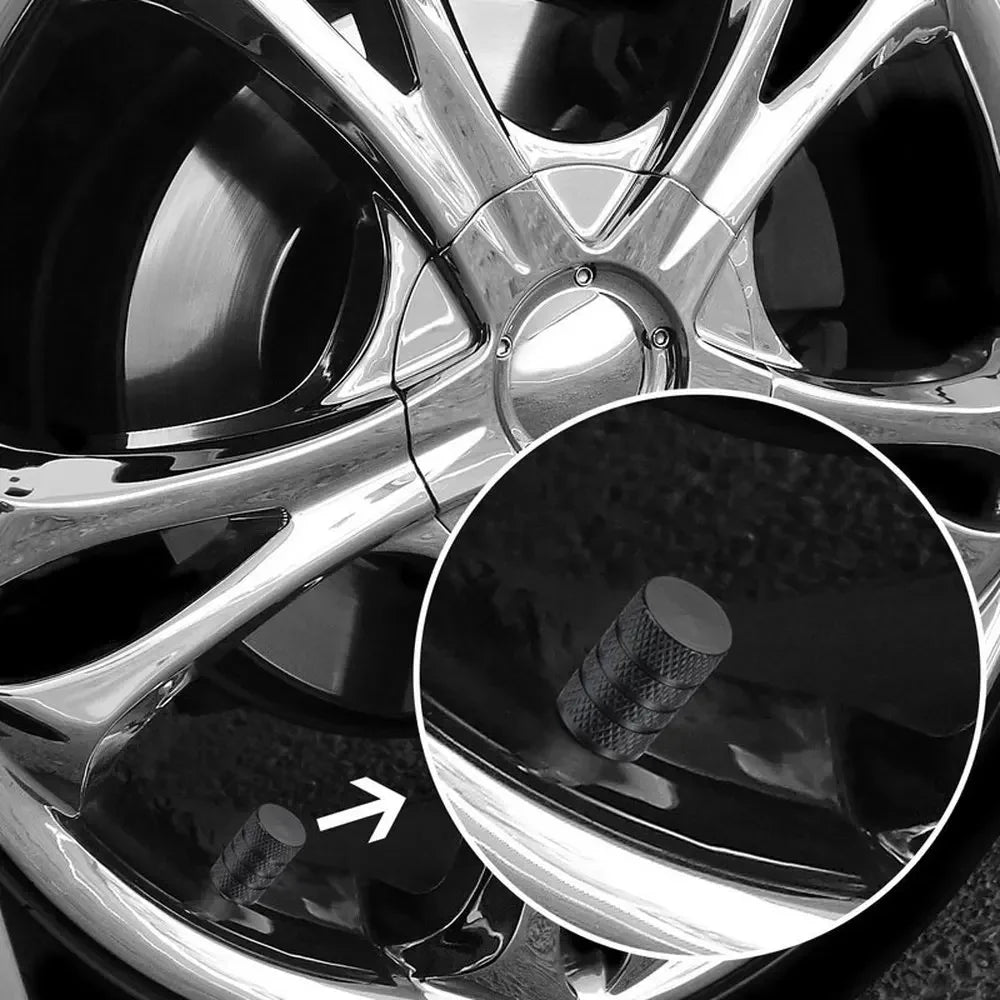 4Pcs Car Tire Valve Stems Cap Knurling Style Tire Valve Cap Aluminum Tire Wheel Stem Air Valve Cap car Universal accessories CM World