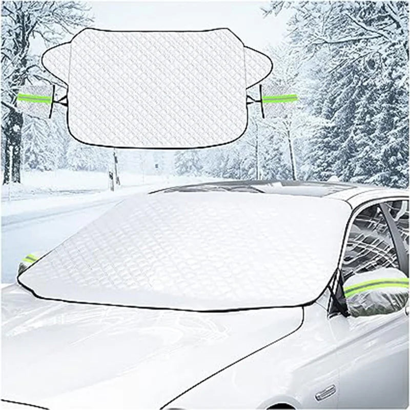 Windshield Cover for Ice and Snow, for Snow, Ice, UV, Mirror Protector, Windproof Sunshade Cover for Cars, Common to Most Cars Car Mobile World