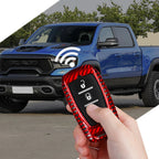 for Ram 1500 Limited Key Fob Cover With Keychain Carbon Fiber Key Case for Ram 2500 Power Wagon 3500 Smart Key Accessories 2023 CM World