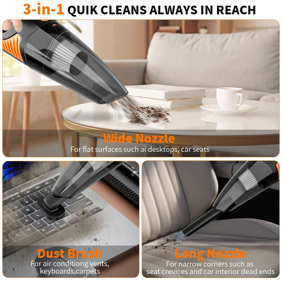 Rechargeable Cordless Wireless Handheld Portable Car Vacuum Cleaner Home and Car Dual Purpose Small Mini Handheld Vacuum Cleaner CM World