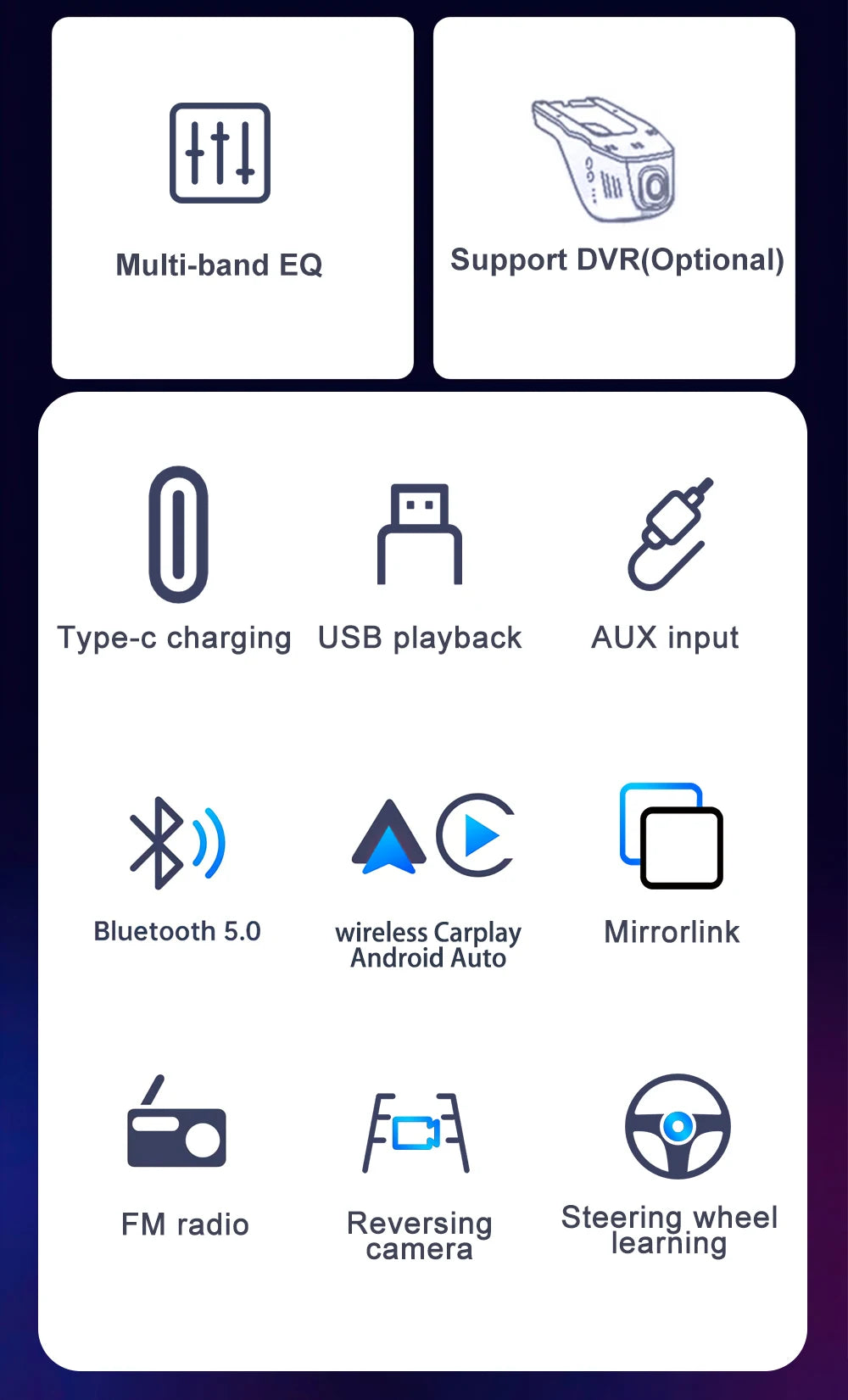 IPS 6.9 Inch 1Din Wireless Or wired Carplay Android Auto Car Radio Multimedia MP5 Player 1 Din DVD Bluetooth Stereo USB Charging CM World