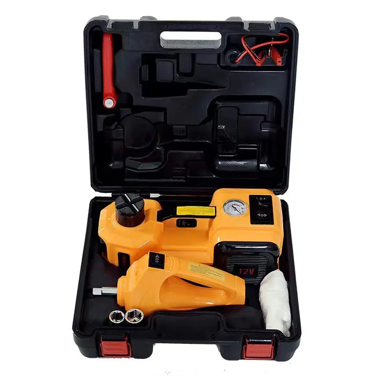 4 in 1 Electric Hydraulic Car Jack Kit 12V 5Ton Electric Jack With Impact Wrench Tire Inflator Repair Lift Tool CM World
