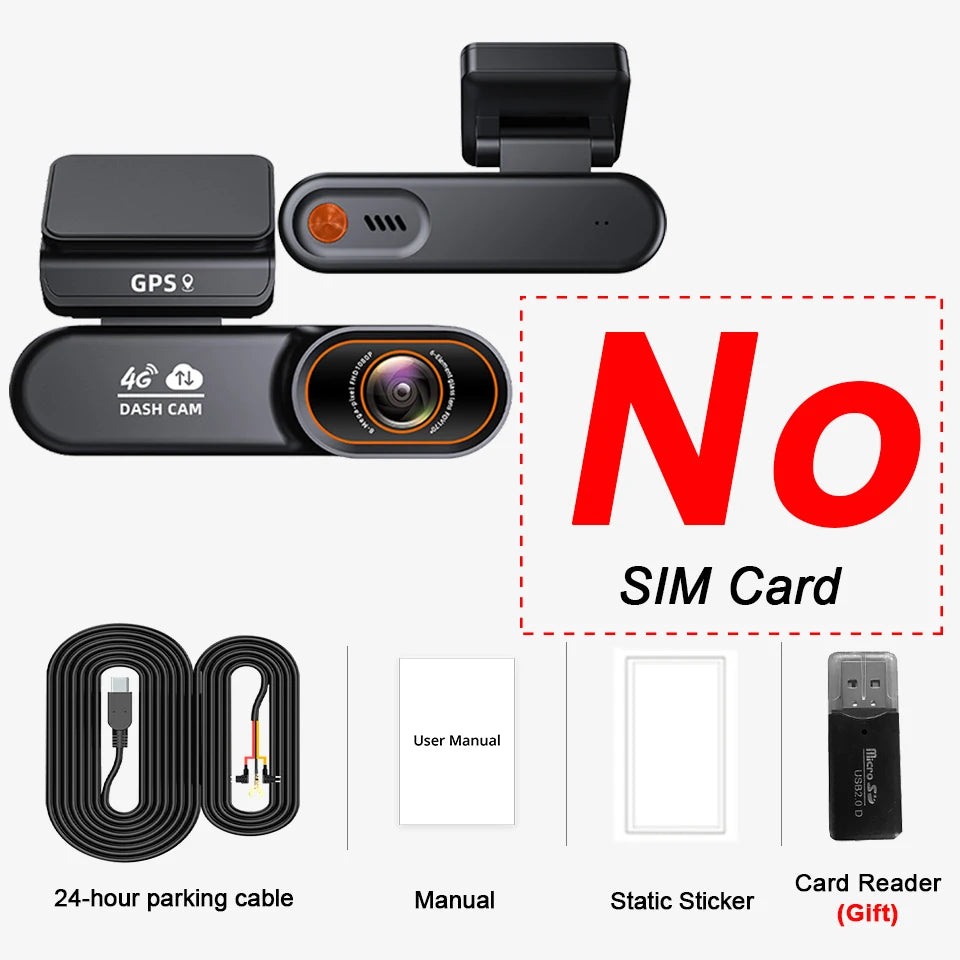 4G LTE Dash Cam Remote Real-Time Monitoring Car Security Camera Supports Cloud Storage Night Vision GPS Car DVR