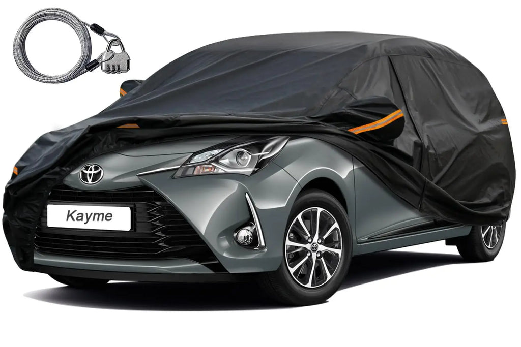 Kayme 210T Lock Zipper Car Cover Waterproof All Weather Sun Uv Rain Protection Outdoor Universal Fit SUV/Sedans/Hatchbacks
