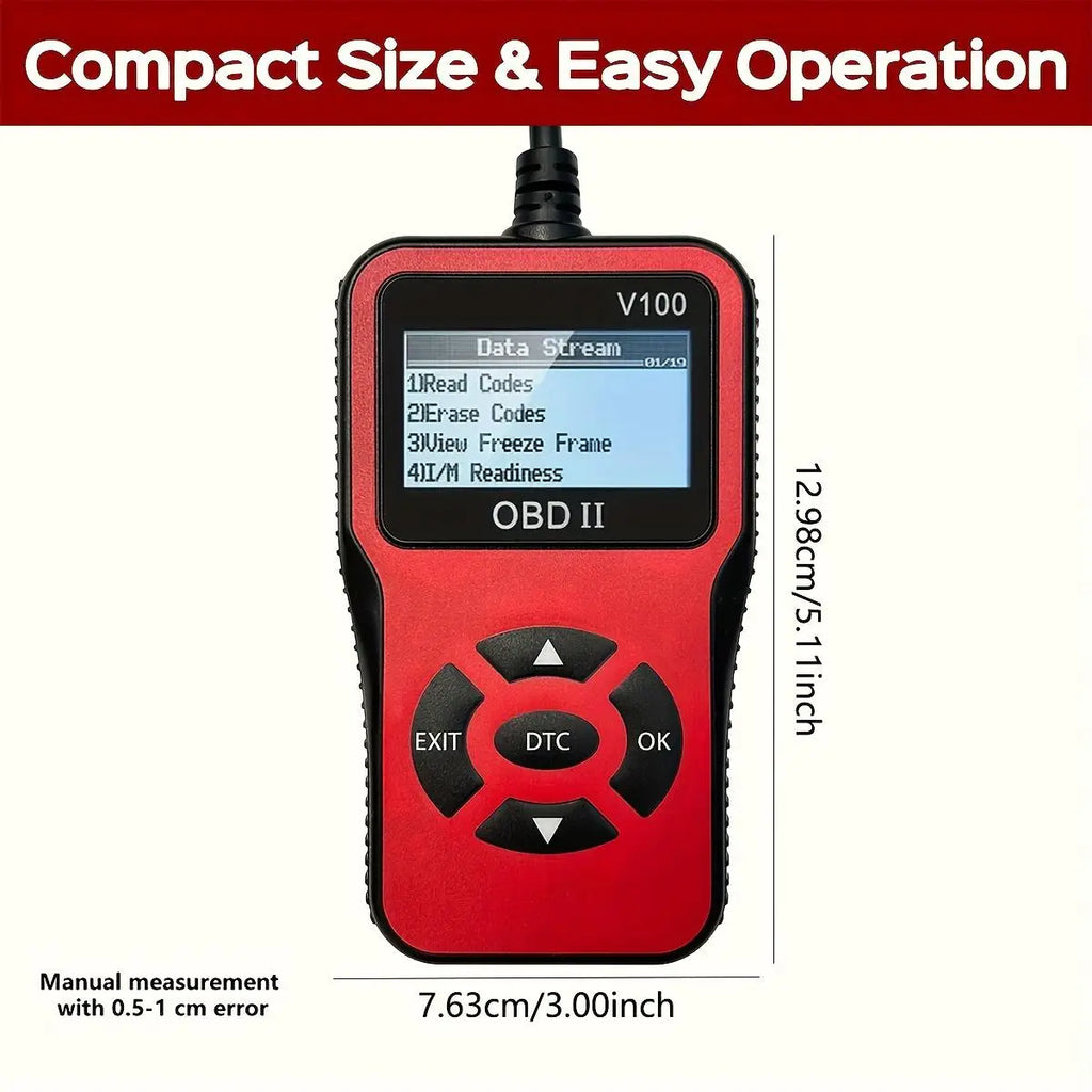 1pc V100 Professional OBD2 Scanner, Engine Fault Code Reader, Diagnostic Scan Tool for OBD II Protocol Cars Since 1996 Car Mobile World