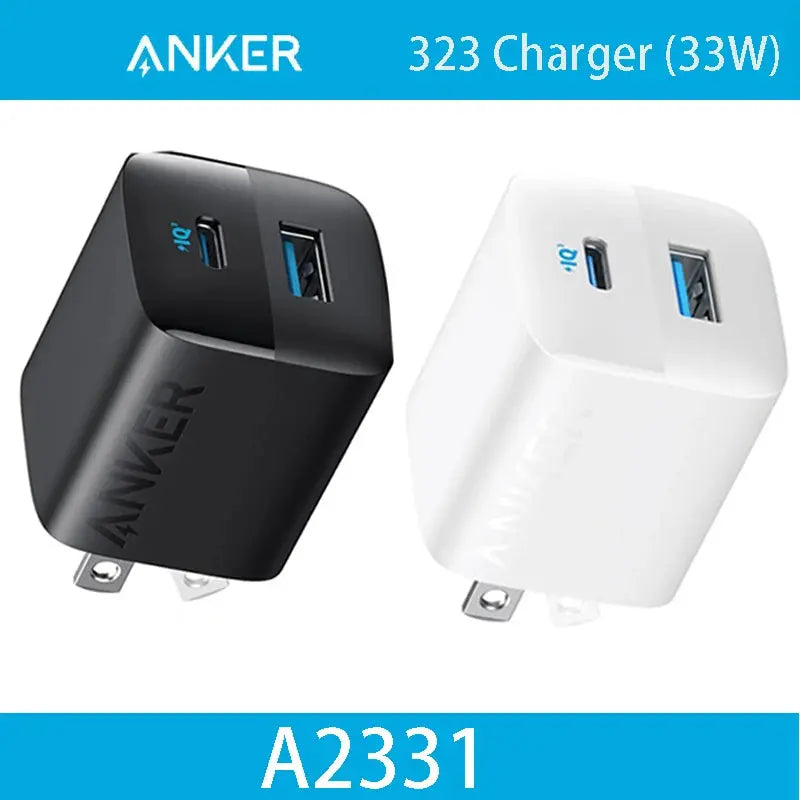 Anker 323 Charger 33W USB C A Fast Charging PIQ 3.0 Foldable PPS Compact Foldable Charger for iPhone and Galaxy Android Series Car Mobile World