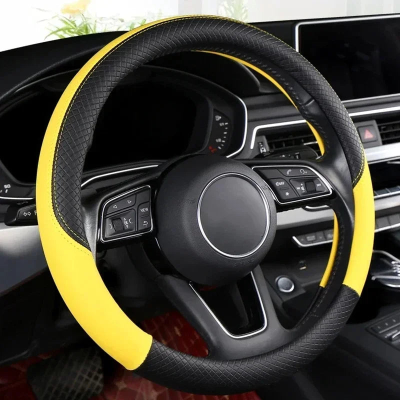 Universal Car Steering Wheel Cover For 37-38cm Steer Wheel Faux Leather Breathable Car Wheel Cover Interior Auto Accessories