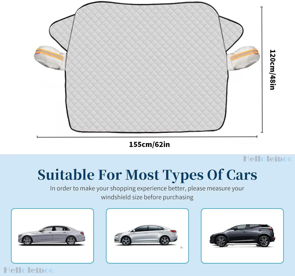 LEIBOO Sunshade Cover Car Windshield Snow Sun Shade Waterproof Protector Automobile Magnetic Cover Car Front Windscreen Cover Car Mobile World