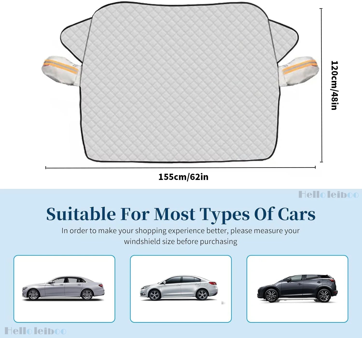 LEIBOO Sunshade Cover Car Windshield Snow Sun Shade Waterproof Protector Automobile Magnetic Cover Car Front Windscreen Cover Car Mobile World