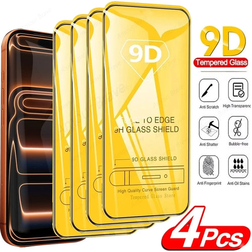 4 Pcs 9D Tempered Glass Screen Protector for Apple iPhone 17 Pro Max, HD Anti-Scratch Film for iPhone Air & 17 Pro Full Coverage Car Mobile World