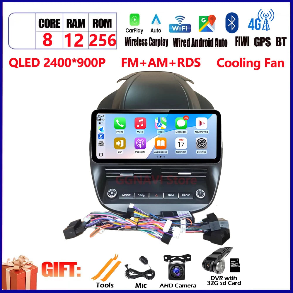 For Ford Kuga 2013 2014 2015 2016-2018 QLED Multimedia Video Player Navigation GPS 12.3Inch Screen Car Accessories 4G LTE Wifi CM World