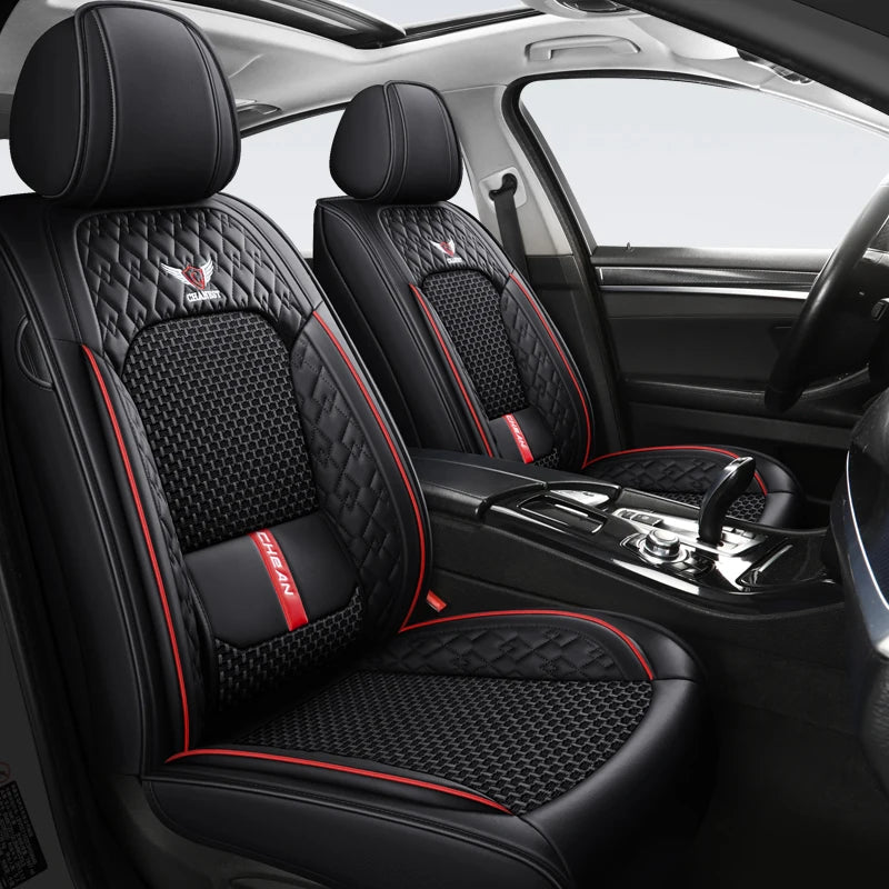 5-seat  car seat cover, new nappa leather ice silk fixed lumbar support, four-season universal, suitable for most cars CM World